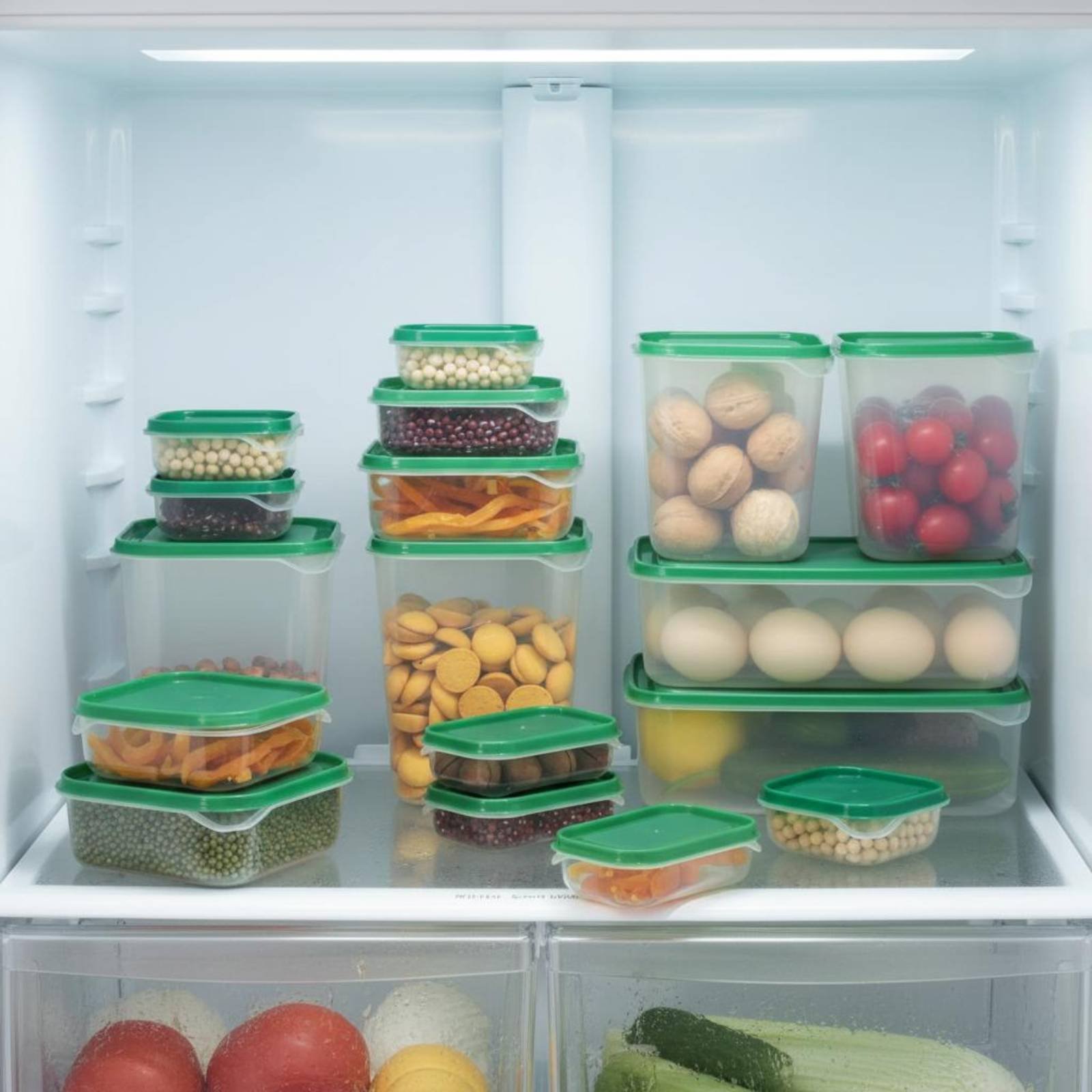Food Storage Plastic Boxes - 17 Pieces Fridge Storage Box Set