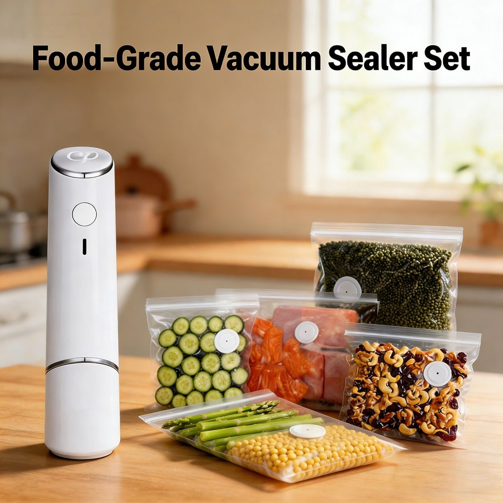 Food Storage Vacuum Bags - 30pcs Reusable Vacuum Bags+1 Compact Vacuum