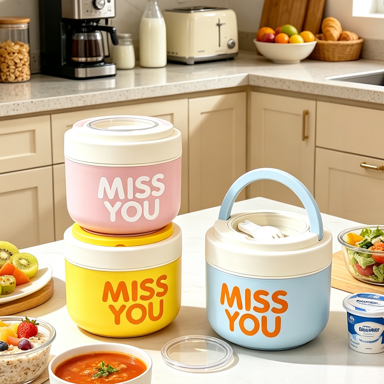 Food Storage Metal Box - 304 Stainless Steel Insulated Breakfast Cup,
