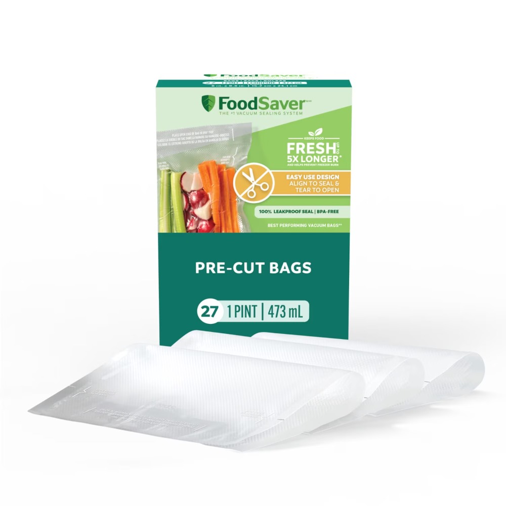 Food Storage Vacuum Bags - FoodSaver Pint Vacuum Seal Bags, 27