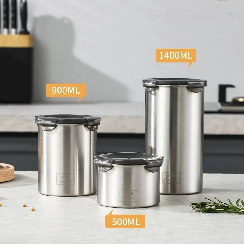 Food Storage Metal Box - 304 Stainless Airtight Containers for Food