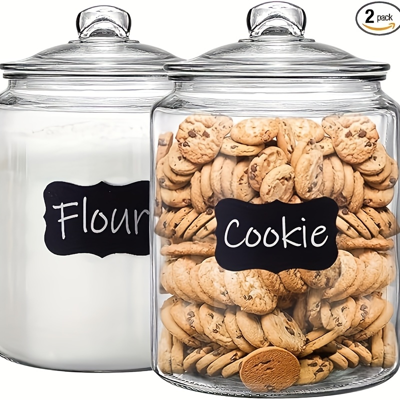 Food Storage Canister - 2pcs Glass Pantry Jar with Clamshell