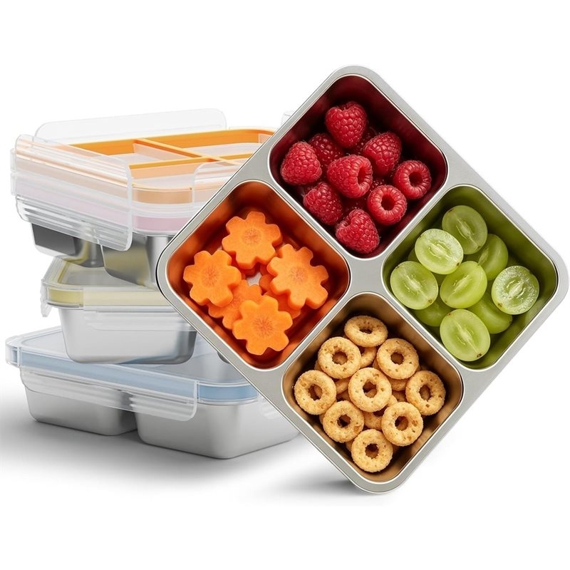 Food Storage Metal Box - GIGI 4Pack Stainless Steel Snack Containers,4