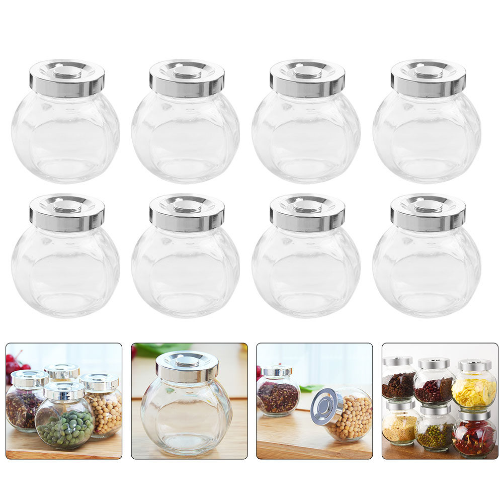 Food Storage Jars Airtight - 8Pcs Lightweight Portable Glass Storage Jars