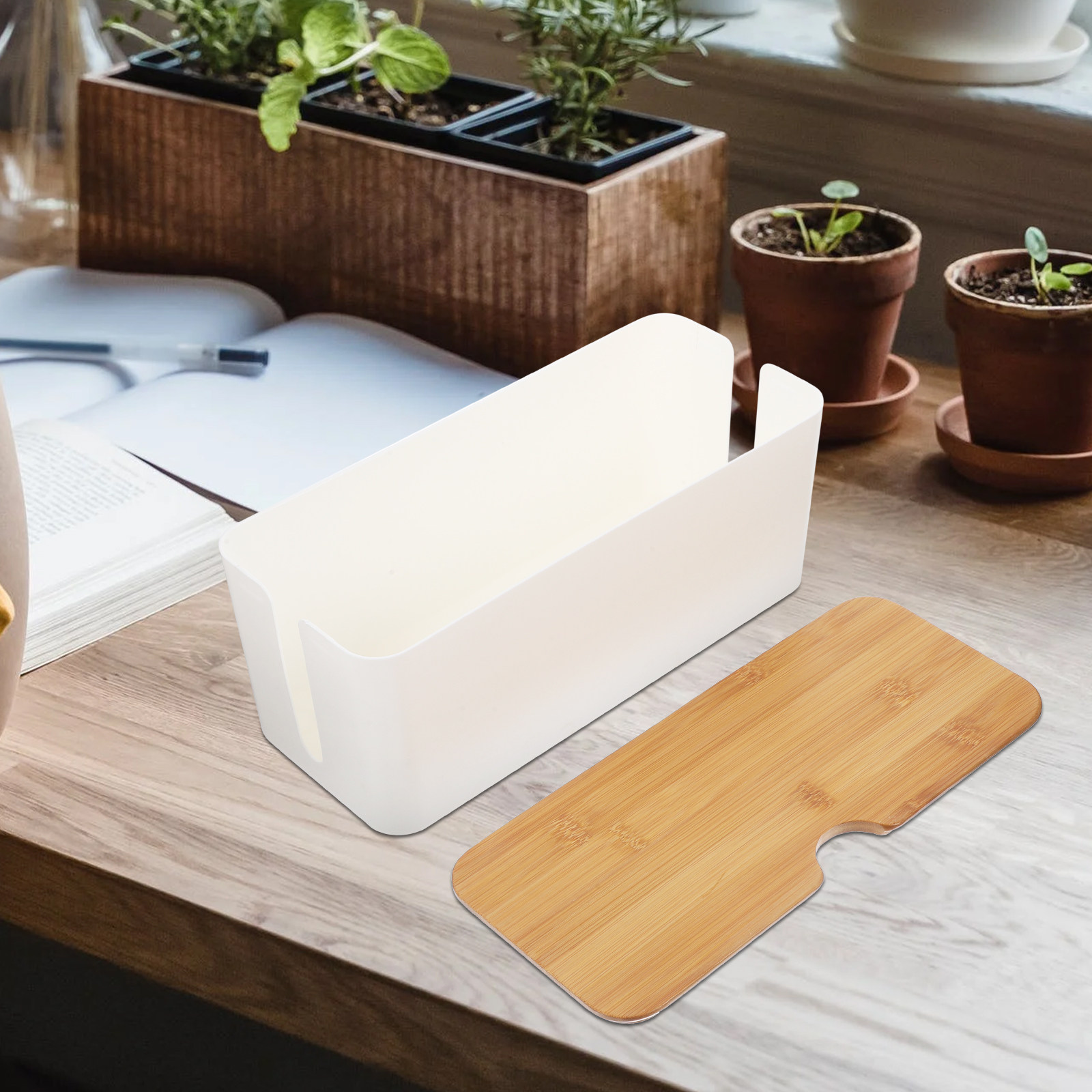 Bamboo Lid Cable Organizer Box - Food Storage Management review and price