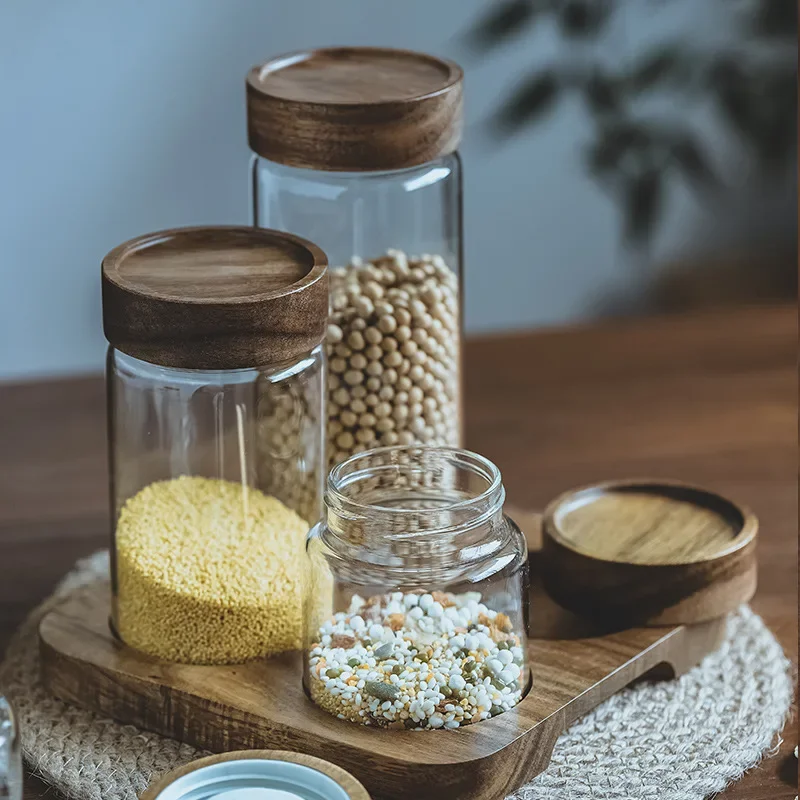 Wood Lid Orgnizer Glass Airtig - Food Storage Jars Airtight review and price