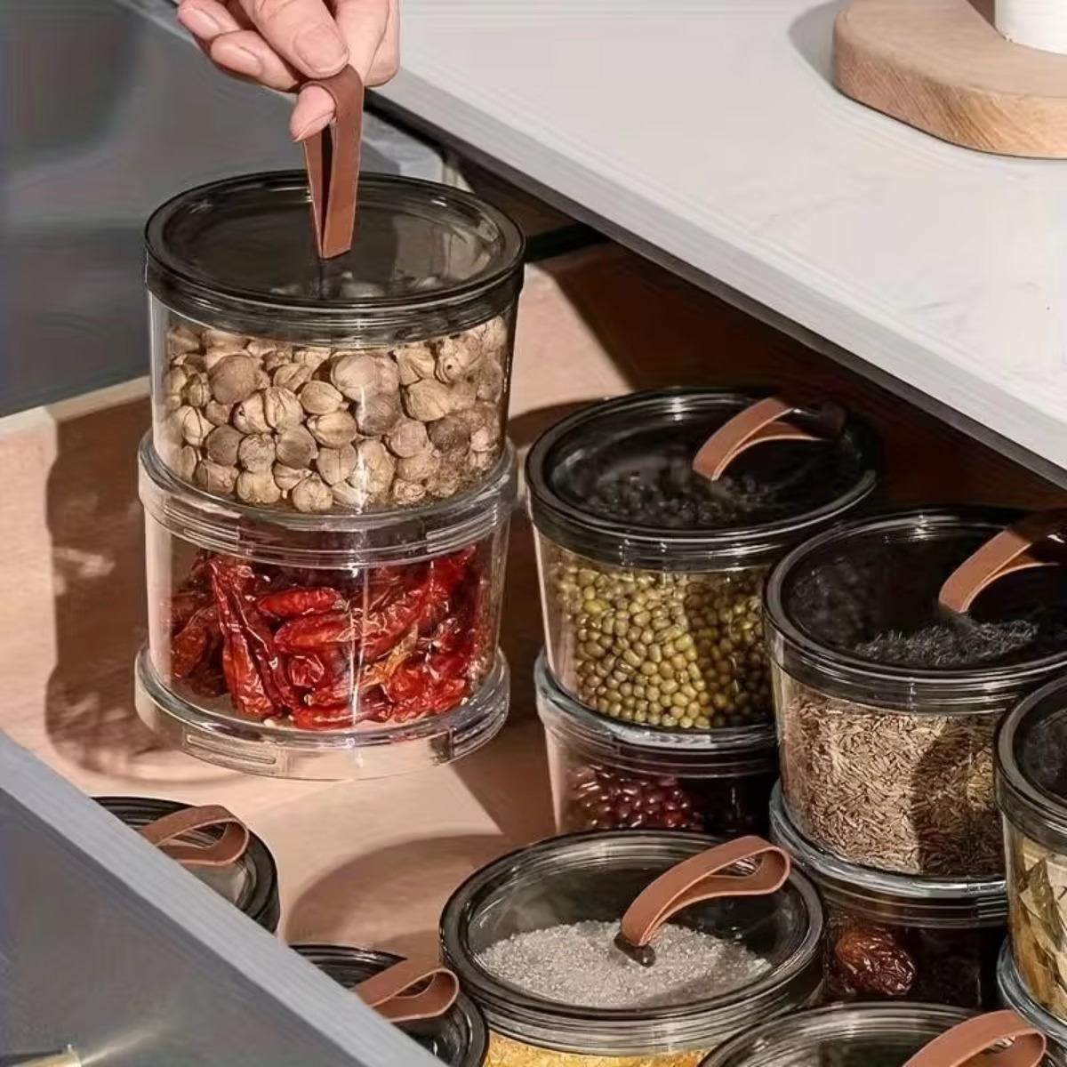 3-Layer Round Handheld Spice B - Food Storage Jars Plastic review and price