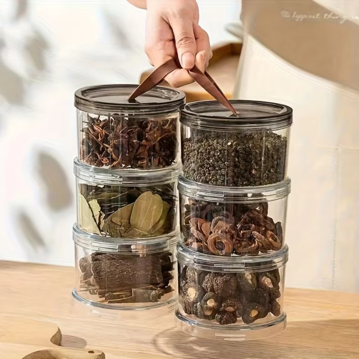 3-Layer Round Handheld Spice B - Food Storage Jars Plastic review and price