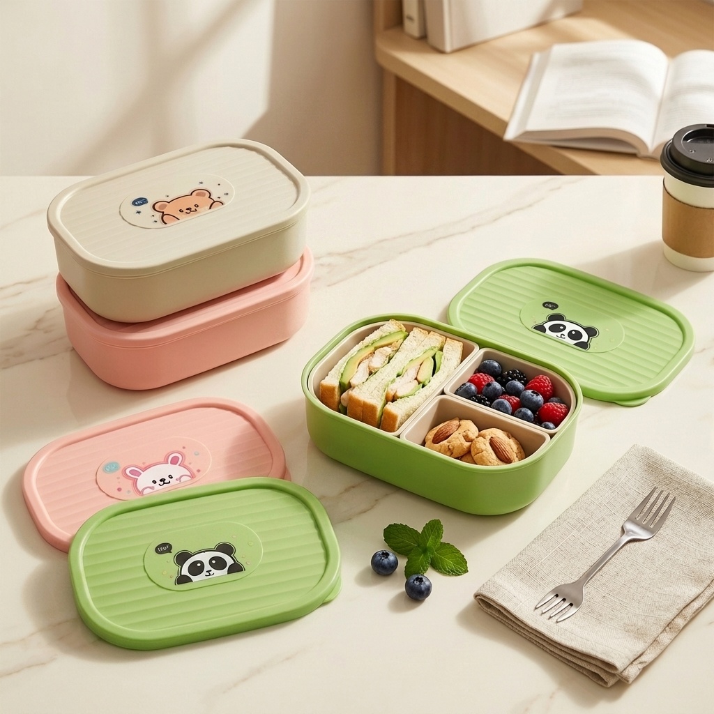 Cute Plastic Divided Lunch Box - Food Storage Safety review and price
